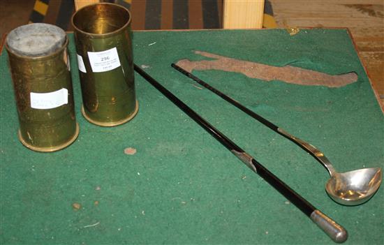 Conductors baton and Toddy ladle and brass shell